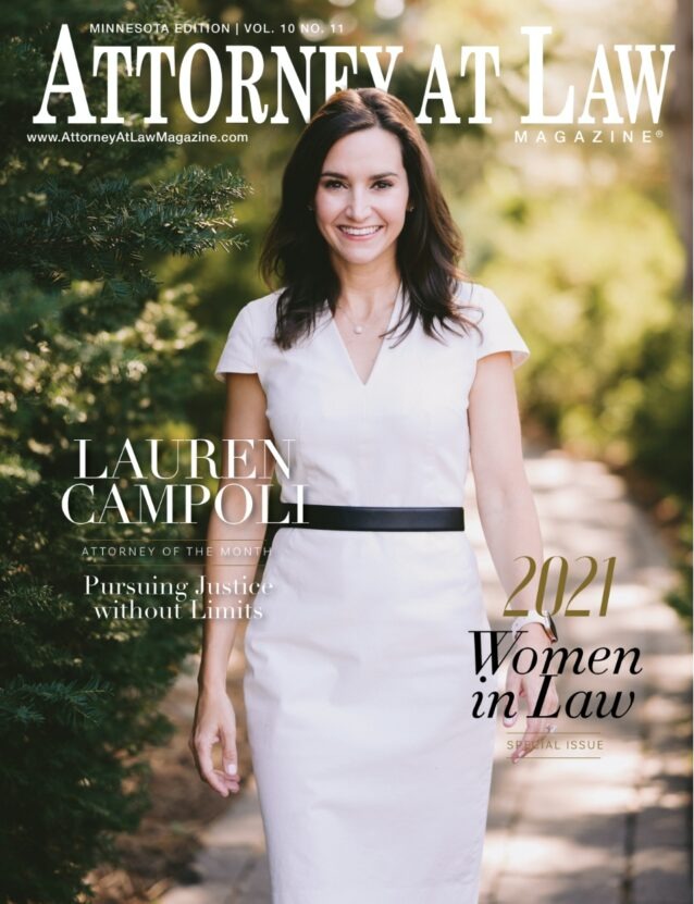 Attorney at Law Magazine cover, Minnesota Edition, featuring Lauren Campoli